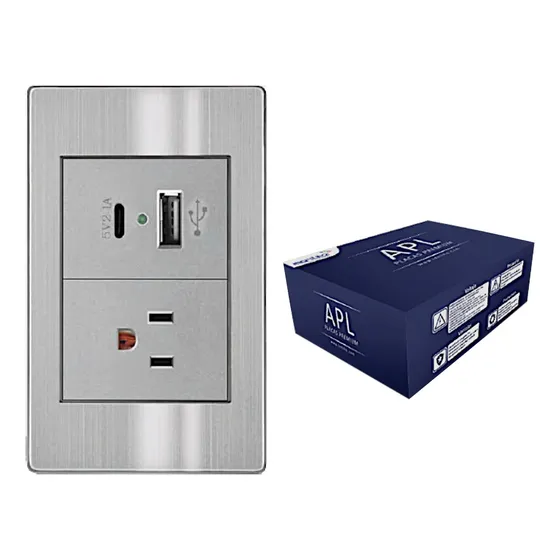 4 Pz Placa Contacto Electrico Enchufe Usb Tipo C Inox 3 En 1 15 A 109v Acero Inoxidable