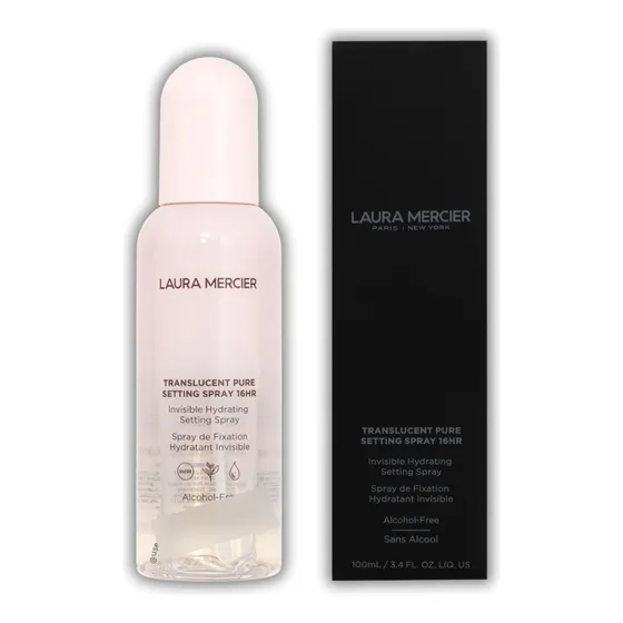Aerosol fijador puro translúcido de Laura Mercier, tono transparente, imprimador, bruma fijadora