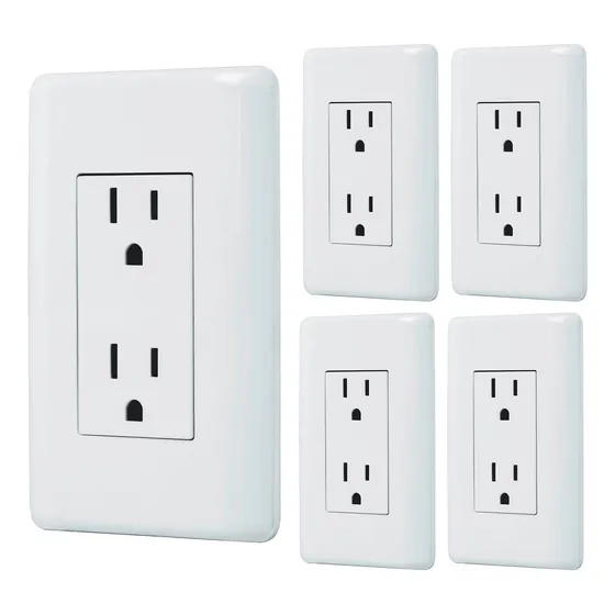 Kit De 5 Contactos Dúplex, 2 Polos + Tierra, Volteck Basic Color Blanco