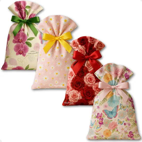 Saco Presente Feminino Sortidos Embalagem 45x59 Com 25 Unid