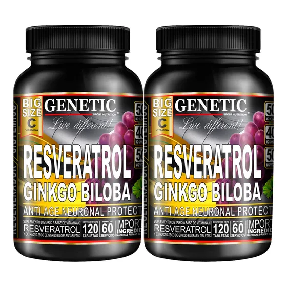 120 Días Antiox Resveratrol Ginkgo Biloba Vitamina C Genetic