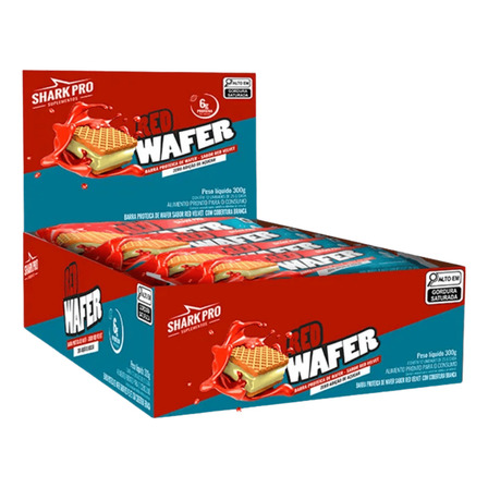 Wafer Proteico Display 12 Unidades 25g Red Velvet Shark Pro Wafer Proteico Display 12 Unidades 25g Red Velvet Shark Pro