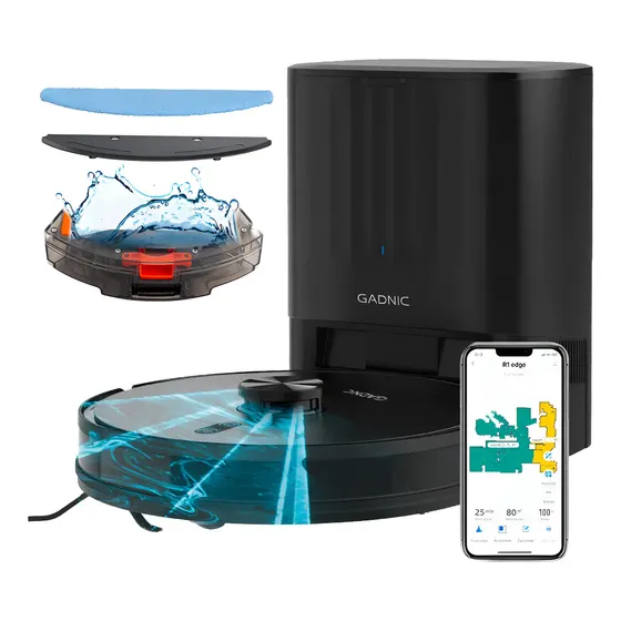 Aspiradora Robot Gadnic 5000 Pa LIDAR 360 Base Autolimpiante Bolsa 3.2 Litros 140 Min Autonomia 3200 mAh App Tuya