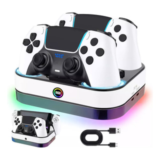 3en1 Cargador Para 2 Controles Ps5 Y Juegos Portátil+rgb Luz 3en1 Cargador Para 2 Controles Ps5 Y Juegos Portátil+rgb Luz