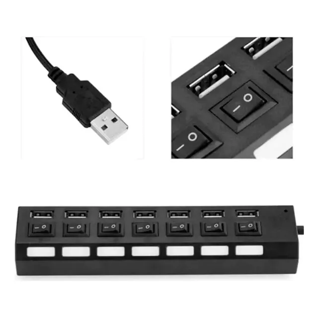 Hub De 7 Puertos Usb 2.0 Tipo Zapatilla O Multiplicador