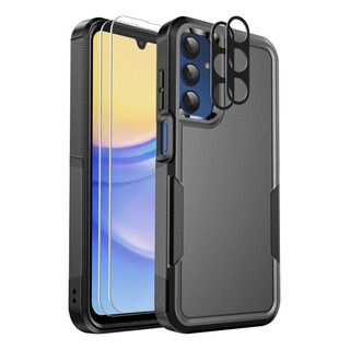 Funda Para Samsung Galaxy A15 Con Protector De Lentes Negro Funda Para Samsung Galaxy A15 Con Protector De Lentes Negro