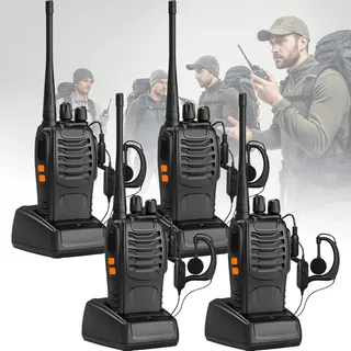 Kit Par 4 Radio Comunicador Bf- 888s Walk Talk 12km 16ch Preto 16 127/220v