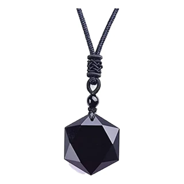 Collar De Obsidiana Estrella Hexagonal, Buena Suerte Fortuna