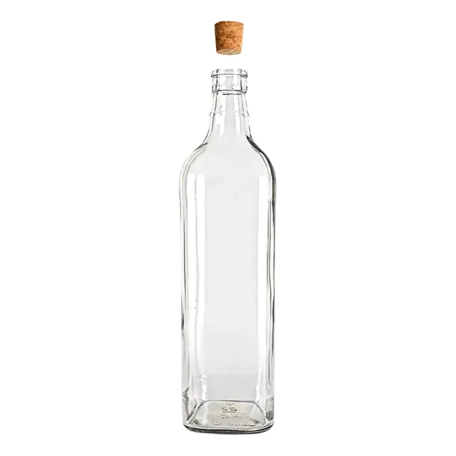 Garrafas De Vidro Quadrada C/rolha Cachaça 1 Litro 