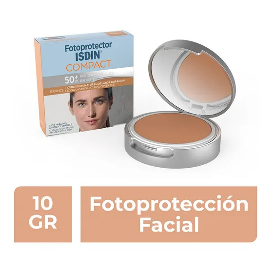 Fotoprotector Isdin Compacto Cremoso Oil Free Spf 50 Protector Solar Matificante Pieles Grasas TONOS BRONCE / DORADO