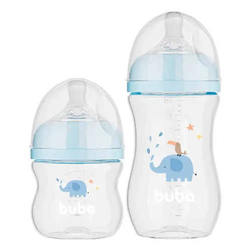 Kit 2 Mamadeiras Buba Easy Flow 120ml E 270ml Elefante Rosa