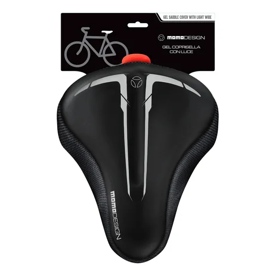 Momo Design Cubre Asiento De Gel Con Luz Para Bicicletas Color Negro
