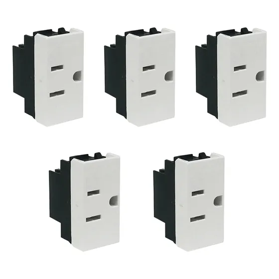 Pack 5 Contactos Sencillos Polarizados Con Tierra Leviton Blanco