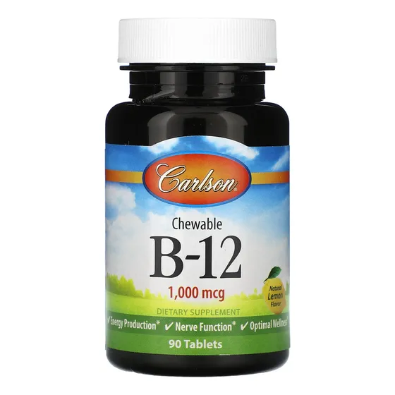Carlson Labs B-12, 1000 Mcg, 90 Tabletas Masticables (embala
