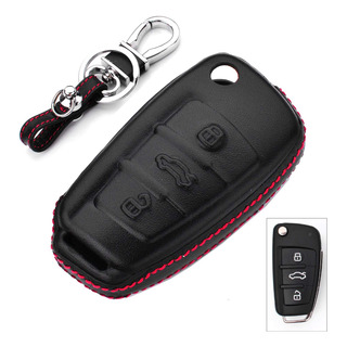 Cubierta De Cuero Genuino Para Llavero De Coche Audi Con Bot Cubierta De Cuero Genuino Para Llavero De Coche Audi Con Bot