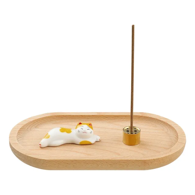 Soporte Incienso Quemador Madera Para Palito Bandeja Gato
