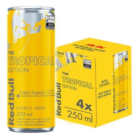 Red Bull Energético, Tropical, 250ml, 4 Latas