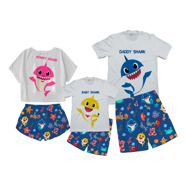 Pijama Familia Baby Shark Set X3 Estampados Varios Combo 