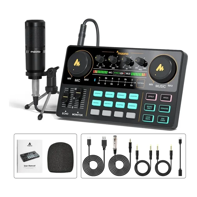 Kit Interfaz Audio Maono Am200 Tarjeta De Sonido + Micrófono