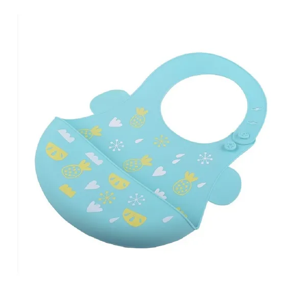 Babero De Silicona Con Bolsillo Recogedor Diseño Animalitos