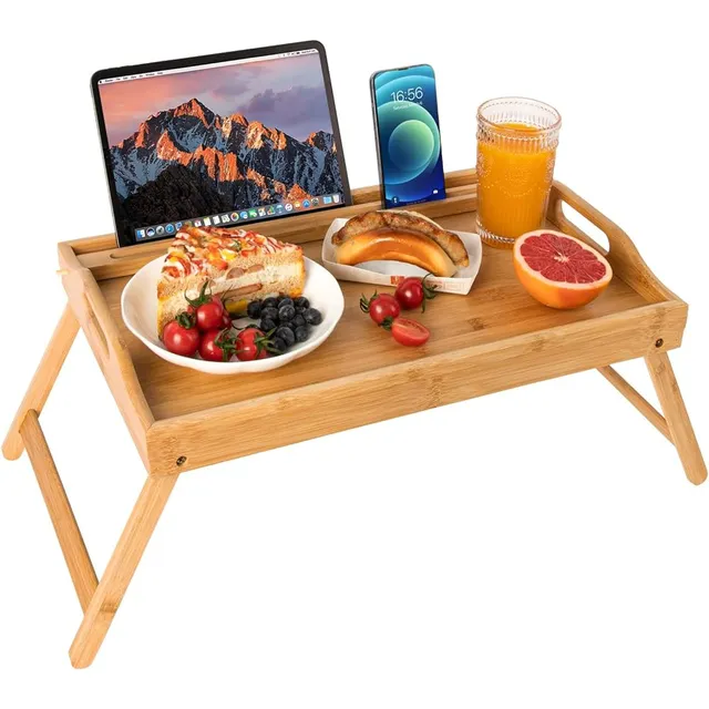 Bandeja De Bambú Plegable Para Desayuno En La Cama