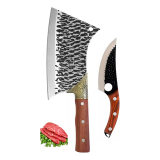 Kit Faca Artesanal 5 E Cutelo 9 Luxo Para Churrasco Kit Faca Artesanal 5 E Cutelo 9 Luxo Para Churrasco