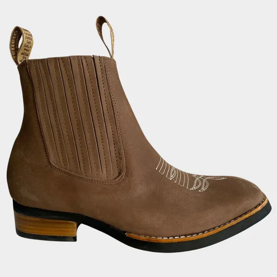 Botines Botas Cuadradas Vaqueras Caballero Charras Piel 100%