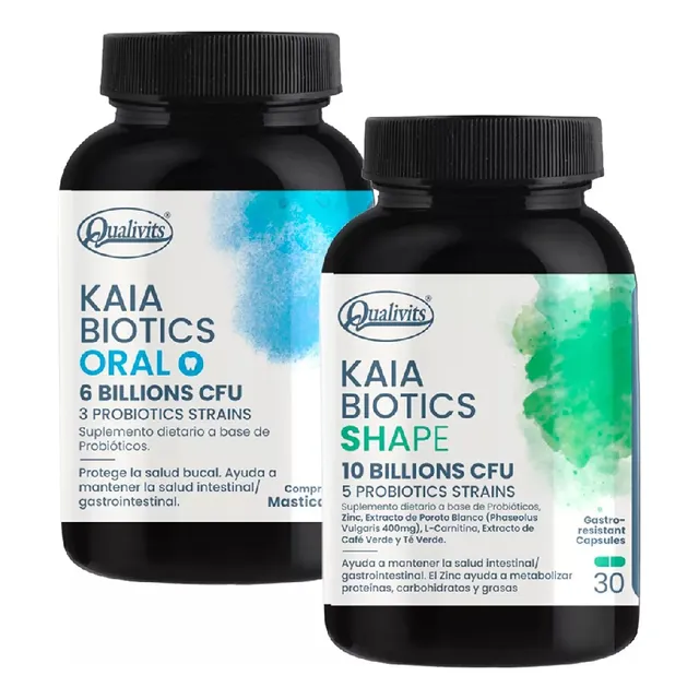 Probioticos Kaia Shape Con Zinc + Oral Salud Bucal Qualivits Sin Sabor
