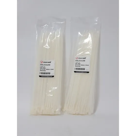 Tirraps 10 Pulgadas Empaque De 100 Piezas. Blancos. Tienda