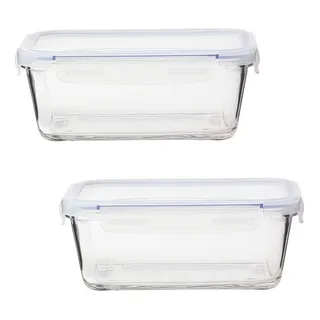 Conjunto De Potes De Vidro Hermético 2 Pçs 1,5 Litro Marmita Conjunto De Potes De Vidro Hermético 2 Pçs 1,5 Litro Marmita