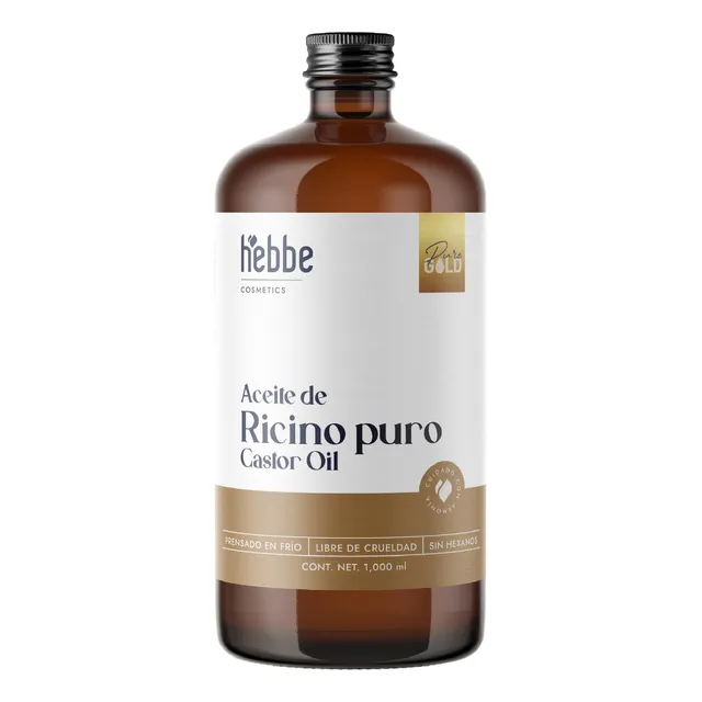 Aceite De Ricino Castor Oil Natural Puro y Orgánico Uso Capilar Facial y Corporal Hebbe Cosmetics & Ludika 1000ml