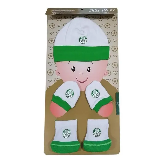 Kit Bebê Palmeiras 3 Pçs Touca Luva E Meia Oficial