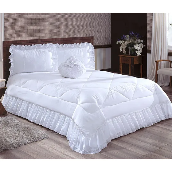 Colcha Stanzani Queen 4 Peças Brisa Renda Elegante