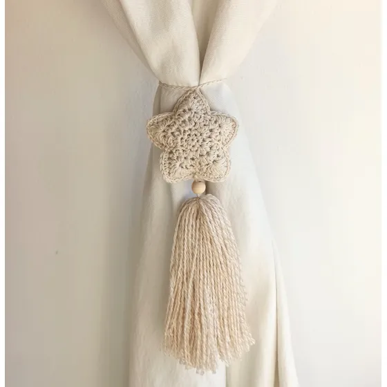 Sujeta Cortinas Estrella En Crochet 2 Unidades