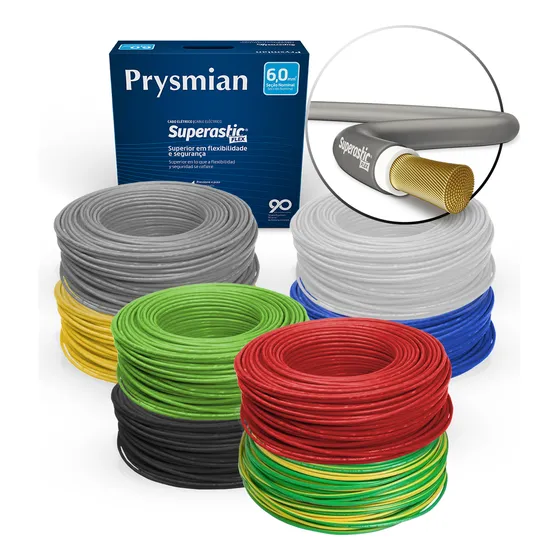 Cabo Flexível Prysmian Superastic 6,00mm 70g 750v Cores 100m