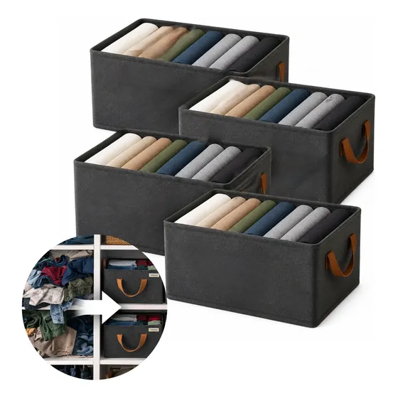 Kit 4 Caixa Cesto Organizador Guarda Roupa Gaveta Dobrável