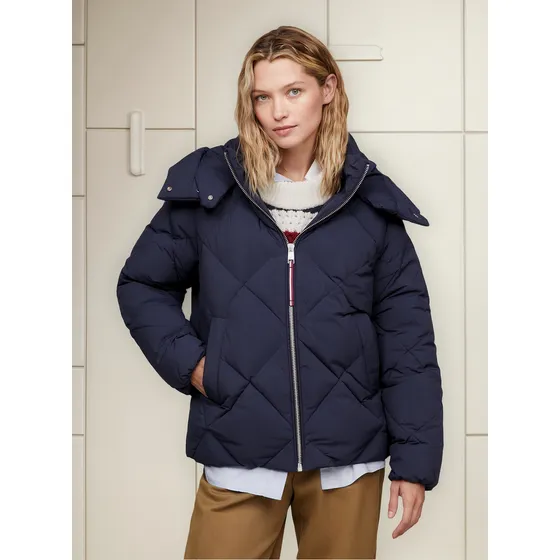 Chaqueta Con Diseño Acolchado A Rombos Mujer Azul Tommy Hilfiger