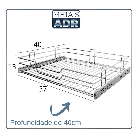 Gaveta Fruteira 370mm Aramada Cromada Para Módulo 40cm