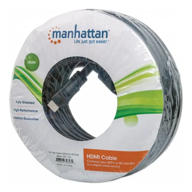 Cable Hdmi Blindado, Negro, 15m 4k@30hz, 3d 308434 Manhattan