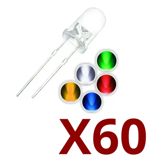 Diodo Led 5mm Camaleon Rojo Amarillo Azul Verde Ambar 60 Und