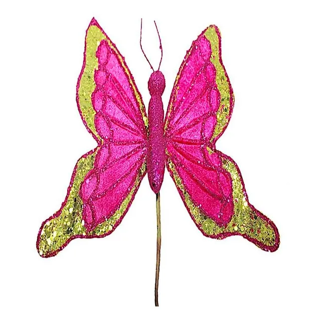 Mariposa Decorativa Color Fucsia/verde 19 Cm