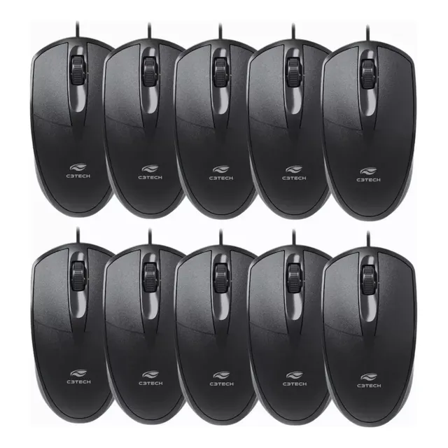 Kit C/ 10 Mouse C3tech Com Fio Ms-31bk Usb 1000dpi Barato