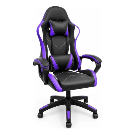 Cadeira De Escritório Gamer Python Fly Ergonômica Estofado Couro Sintético Reclinável Altura Ajustável Cor Violeta