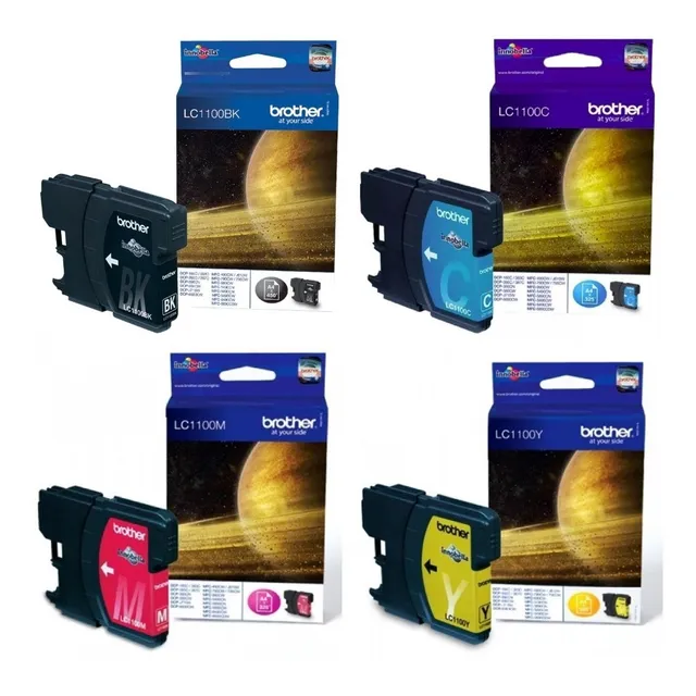 Pack 4 Tintas Brother Lc1100 Original Dcp-185c J715w Mfc-490