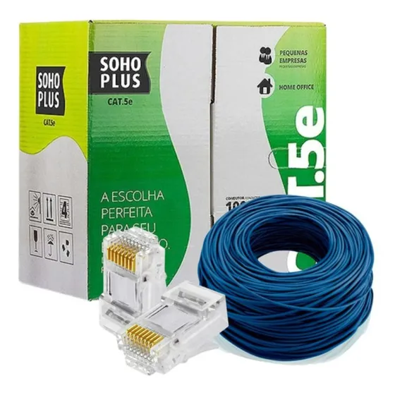 Cabo De Rede Azul Utp Rj45 Cat5e Furukawa Sohoplus 15 Metros