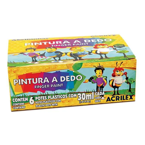 Set de pintura para dedos Acrilex 6 Colores de 30 ml
