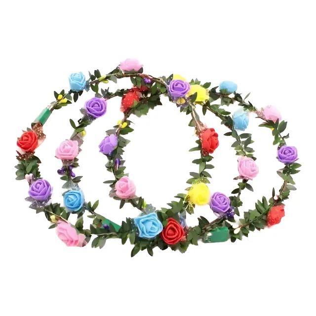 Guirnaldas De Flores Luz Led Con Hojas Coronas Luminosas X6
