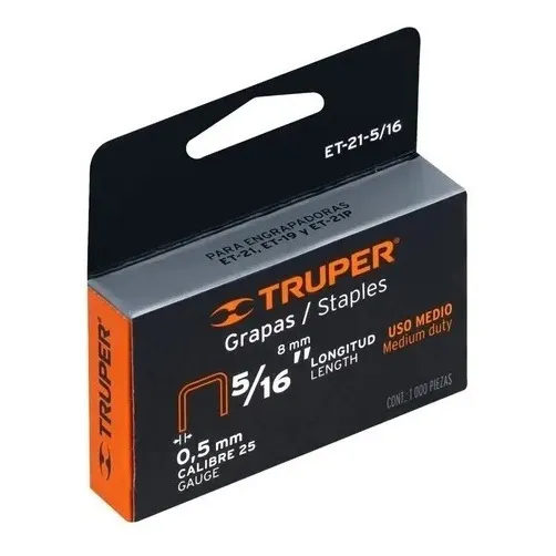 Grapas 5/16  8mm  Truper Cod: 2510972