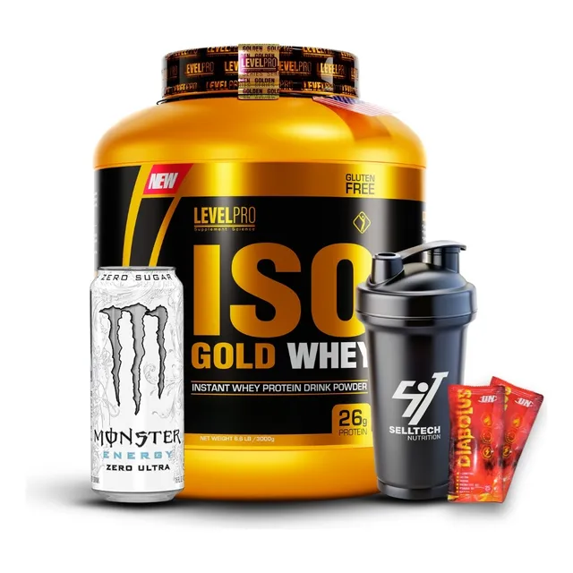 Proteína Isolate Iso Gold Whey 6.6lbs Cookies + Shaker