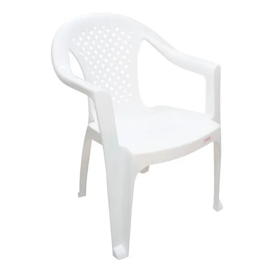 Silla Plástica Con Posabrazo- Color Blanca Y Amarilla 